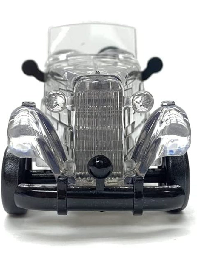 3D Vintage Car Crystal Puzzle, DIY Assembly Brain Teaser Jigsaw Puzzle, Children Puzzle Blocks 3D Educational Model Toy, Desk Decoration for Adults, Kid 14+, 54pcs (Gray) - Image 1